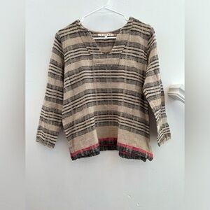 Xirena Striped Cotton Guaze Tunic Top Small